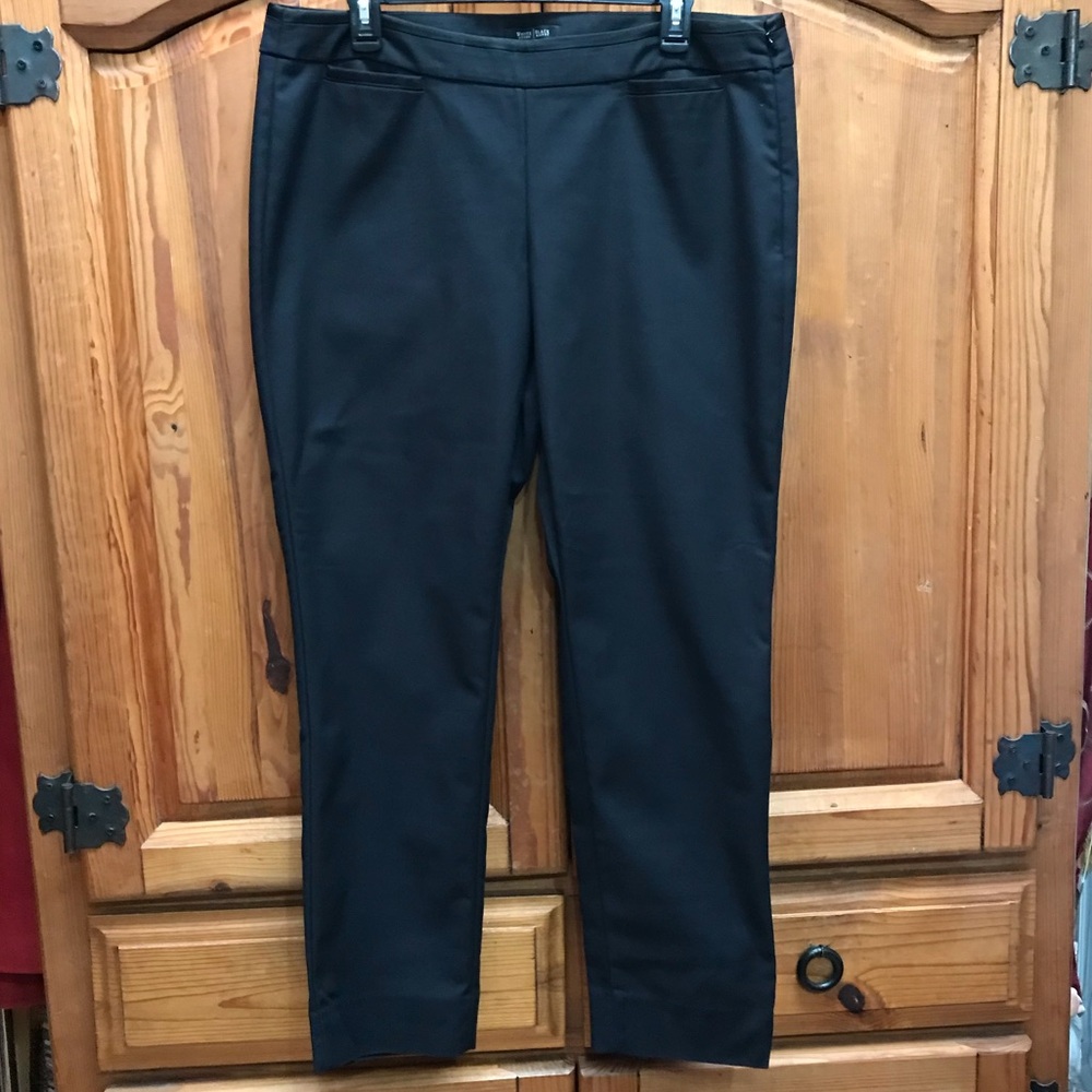 White House Black Market Black “Perfect Form” Slim Leg Dress Pants Sz14 side zip